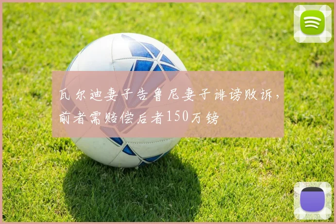 瓦尔迪妻子告鲁尼妻子诽谤败诉，前者需赔偿后者150万镑